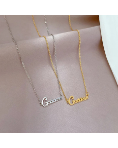 Basic Letter Titanium Steel Plating Gold Plated Pendant Necklace_colorza_1