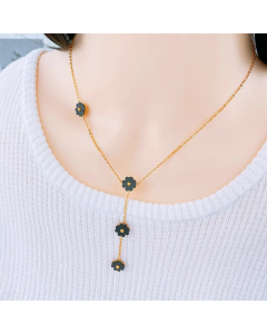 Retro Flower Titanium Steel Plating Pendant Necklace