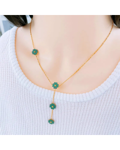 Retro Flower Titanium Steel Plating Pendant Necklace