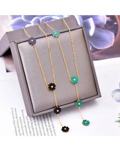 Retro Flower Titanium Steel Plating Pendant Necklace