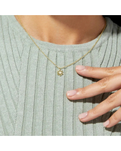 Retro Classic Style Flower Stainless Steel Plating Inlay Opal 18K Gold Plated Pendant Necklace