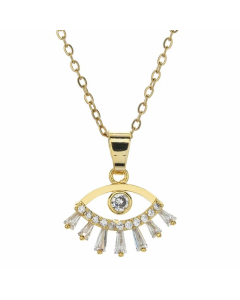 Bohemian Devil's Eye Hand Of Fatima Heart Shape Stainless Steel Inlay Artificial Crystal Pendant Necklace