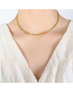 Basic Simple Style Solid Color Titanium Steel Plating 18K Gold Plated Layered Necklaces