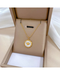 Gold Color Geometric Titanium Steel Plating Gold Plated Pendant Necklace