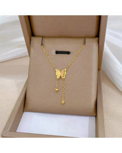 Gold Color Butterfly Titanium Steel Plating Gold Plated Pendant Necklace
