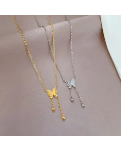 Casual Butterfly Titanium Steel Plating Gold Plated Pendant Necklace