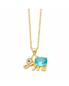 Cute Elephant Stainless Steel Copper Plating Inlay Zircon 18K Gold Plated Pendant Necklace