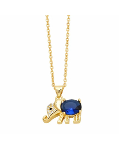 Cute Elephant Stainless Steel Copper Plating Inlay Zircon 18K Gold Plated Pendant Necklace
