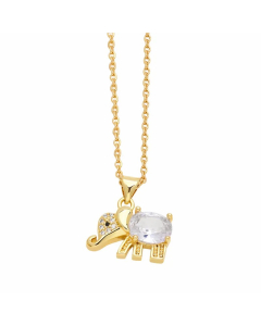Cute Elephant Stainless Steel Copper Plating Inlay Zircon 18K Gold Plated Pendant Necklace