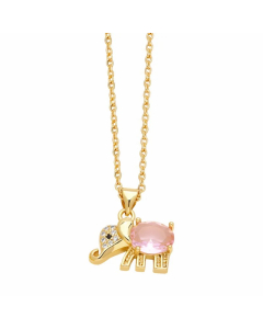 Cute Elephant Stainless Steel Copper Plating Inlay Zircon 18K Gold Plated Pendant Necklace