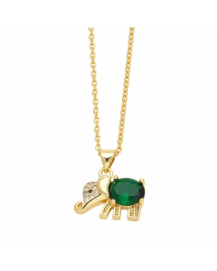 Cute Elephant Stainless Steel Copper Plating Inlay Zircon 18K Gold Plated Pendant Necklace