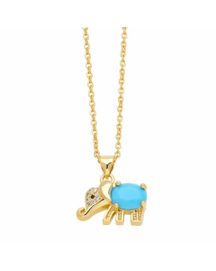 Cute Elephant Stainless Steel Copper Plating Inlay Zircon 18K Gold Plated Pendant Necklace