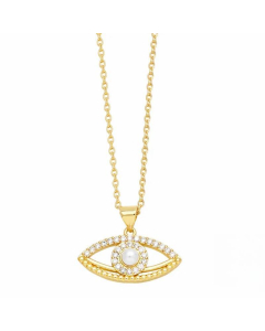 Modern Style Devil'S Eye Heart Shape Stainless Steel Copper Plating Inlay Beads Zircon 18K Gold Plated Pendant Necklace