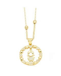 Cute Cartoon Character Heart Shape Stainless Steel Copper Plating Inlay Zircon 18K Gold Plated Pendant Necklace