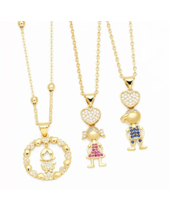 Cute Cartoon Character Heart Shape Stainless Steel Copper Plating Inlay Zircon 18K Gold Plated Pendant Necklace_colorza_5