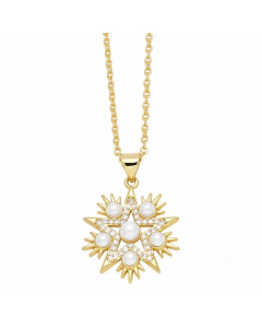 Modern Style Pentagram Heart Shape Stainless Steel Copper Plating Inlay Beads Zircon 18K Gold Plated Pendant Necklace