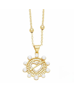 Modern Style Pentagram Heart Shape Stainless Steel Copper Plating Inlay Beads Zircon 18K Gold Plated Pendant Necklace