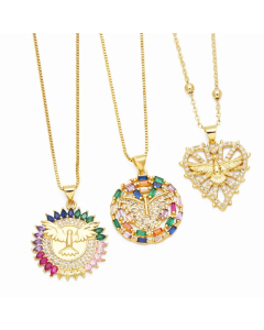 Hip-Hop Modern Style Heart Shape Bird Stainless Steel Copper Plating Inlay Zircon 18K Gold Plated Pendant Necklace_colorza_6