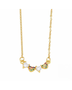 Modern Style Pentagram Heart Shape Stainless Steel Copper Plating Inlay Zircon 18K Gold Plated Necklace