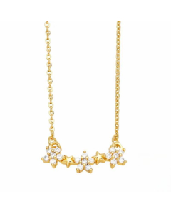 Modern Style Pentagram Heart Shape Stainless Steel Copper Plating Inlay Zircon 18K Gold Plated Necklace