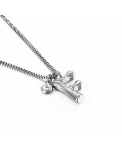 Hip-Hop Simple Style Letter F Titanium Steel Patchwork Pendant Necklace