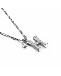 Hip-Hop Simple Style Letter H Titanium Steel Patchwork Pendant Necklace