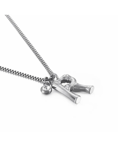 Hip-Hop Simple Style Letter R Titanium Steel Patchwork Pendant Necklace