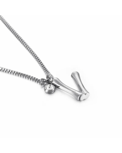 Hip-Hop Simple Style Letter V Titanium Steel Patchwork Pendant Necklace