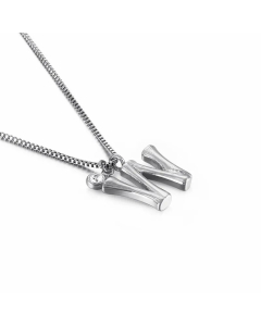 Hip-Hop Simple Style Letter W Titanium Steel Patchwork Pendant Necklace