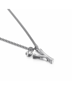 Hip-Hop Simple Style Letter Y Titanium Steel Patchwork Pendant Necklace