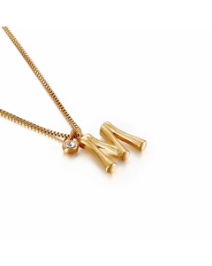 Simple Style Commute Letter M Titanium Steel Patchwork Necklace
