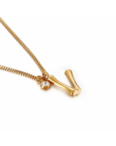 Simple Style Commute Letter V Titanium Steel Patchwork Necklace