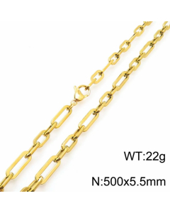 Colorza Hip-Hop Rock Solid Color Stainless Steel Patchwork Necklace-Gold Color-50cm