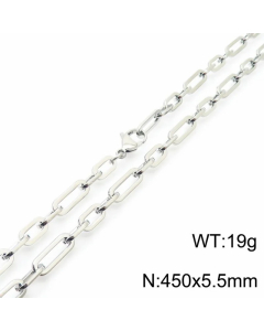 Colorza Hip-Hop Rock Solid Color Stainless Steel Patchwork Necklace-Steel Color-45cm