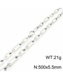 Colorza Hip-Hop Rock Solid Color Stainless Steel Patchwork Necklace-Steel Color-50cm