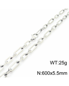 Colorza Hip-Hop Rock Solid Color Stainless Steel Patchwork Necklace-Steel Color-60cm