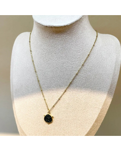 Colorza Casual Tortoise Stainless Steel Polishing Plating Inlaid Zircon Gold Plated Pendant Necklace-01-Green