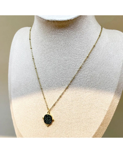Colorza Casual Tortoise Stainless Steel Polishing Plating Inlaid Zircon Gold Plated Pendant Necklace-02-Green