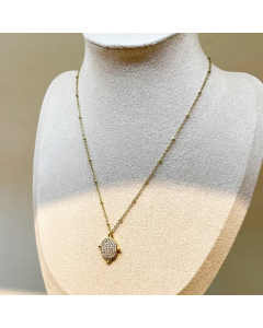 Colorza Casual Tortoise Stainless Steel Polishing Plating Inlaid Zircon Gold Plated Pendant Necklace-02-White