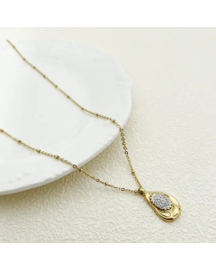 Elegant Irregular Stainless Steel Polishing Plating Inlay Zircon Gold Plated Pendant Necklace