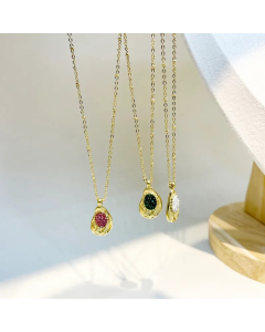 Elegant Irregular Stainless Steel Polishing Plating Inlay Zircon Gold Plated Pendant Necklace_colorza_4