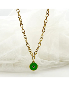 Modern Style Round Eye Stainless Steel Polishing Enamel Plating Gold Plated Pendant Necklace