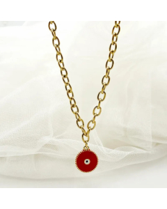 Casual Modern Style Round Eye Stainless Steel Polishing Enamel Plating Gold Plated Pendant Necklace