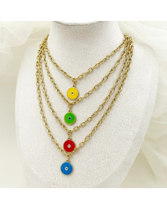 Casual Modern Style Round Eye Stainless Steel Polishing Enamel Plating Gold Plated Pendant Necklace_colorza_3