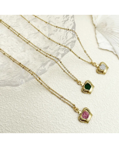 Elegant Shiny Crown Stainless Steel Polishing Plating Inlay Zircon Gold Plated Pendant Necklace_colorza_4