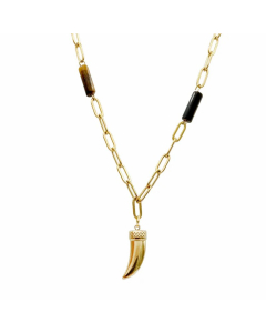 Retro Simple Style Ivory Stainless Steel Natural Stone Polishing Plating Gold Plated Pendant Necklace