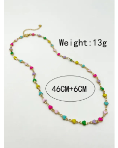 Cute Sweet Heart Shape Stainless Steel Polishing Enamel Plating Gold Plated Necklace