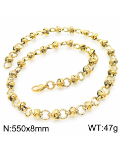 Colorza Hip-Hop Rock Solid Color Stainless Steel Necklace-Gold Color-55cm