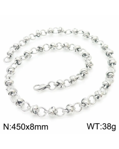 Colorza Hip-Hop Rock Solid Color Stainless Steel Necklace-Steel Color-45cm