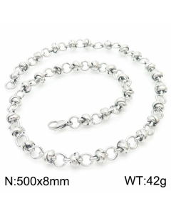 Colorza Hip-Hop Rock Solid Color Stainless Steel Necklace-Steel Color-50cm